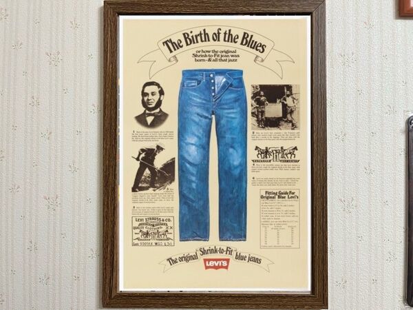 Levi's ブルースの誕生 ポスターアメリカンA4サイズフレーム付き壁掛け