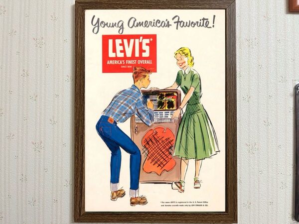 LEVI'S ヴィンテージインテリアポスターA4サイズフレーム付き壁掛け