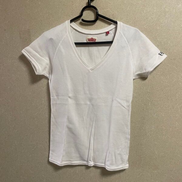 ハリウッドランチマーケット HRM VネックTシャツ ホワイト サイズ1