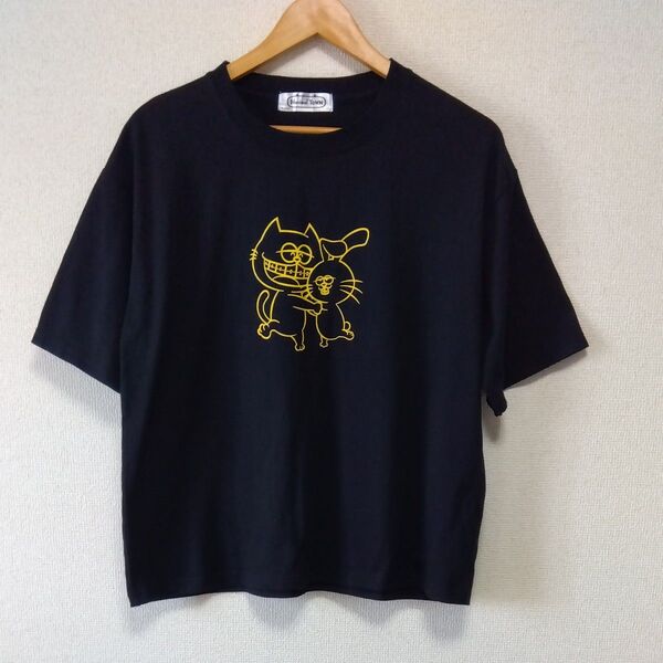 Hanimal TOWN 黒色Tシャツ ハニマルタウン 半袖Tシャツ LL