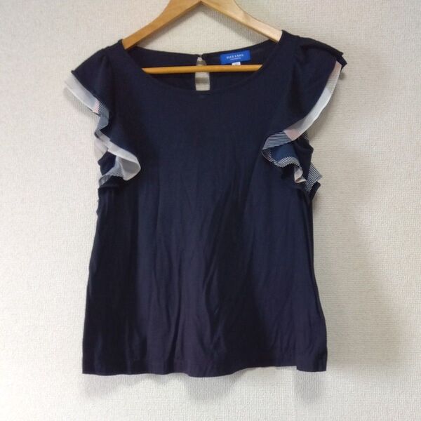 BLUE LABEL CRESTBRIDGE フリル半袖カットソー ネイビー ブルーレーベルクレストブリッジ Tシャツ