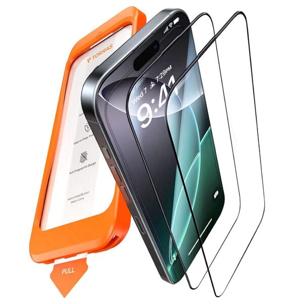 TORRAS iphone16Pro GlassGo ProEye 無色透明ブルーライトカットガラスフィルム 2枚入り
