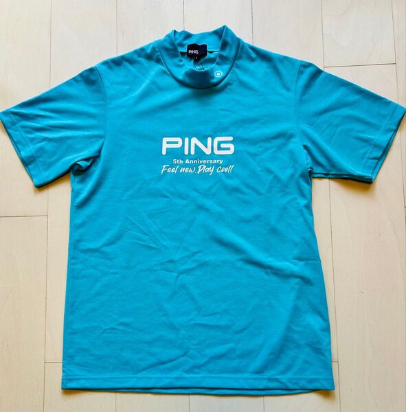 新品未使用 PING ピン 半袖ハイネックシャツ 2025モデル ブルー Lサイズ