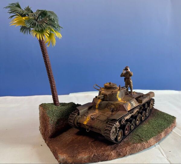 タミヤ 1/35 日本陸軍97式中戦車チハ ジャンク品 フィギュア1体+ジオラマベース付