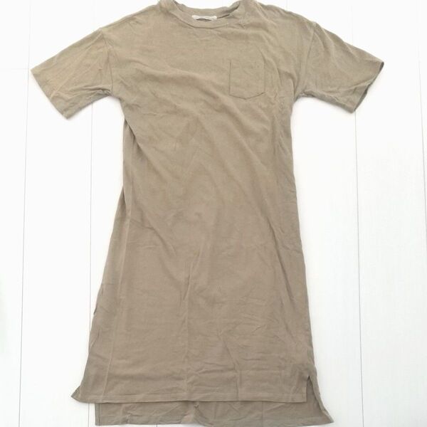 クーポン得! ナイスクラップ ミリタリー カーキ コットン 半袖Tシャツ ワンピース F カジュアル ロング丈