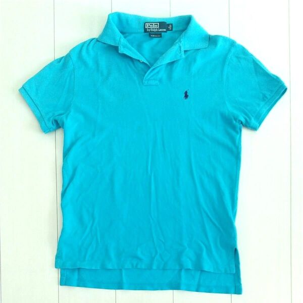 日本正規品! ポロラルフローレン 半袖ポロシャツ S ポニー インディゴブルー 爽やか 水色青 POLO Ralph Lauren