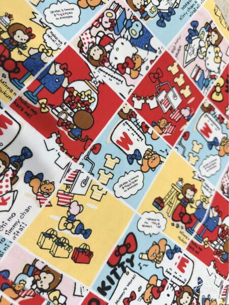 ハローキティミニ裏毛ニット生地48x90 ハギレ