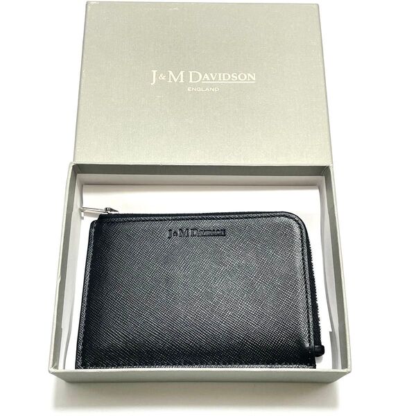【未使用】J&M Davidson ジェイアンドエムデヴィッドソン コインケース レザー 財布 黒 ラウンドジップ L字ファスナー