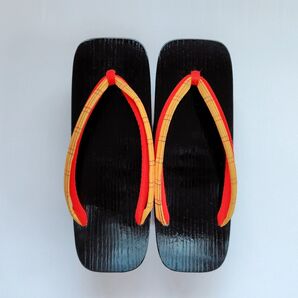下駄 和装履物 レディース 黒×赤黄