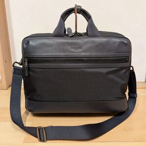 希少美品 コーチ ビジネスバッグ 3way レザー グレー ネイビー