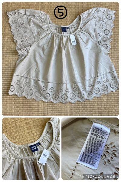新品タグ付き未着用 GAP コットンレース カットソーブラウス 生成 Mサイズ