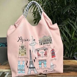 トートバッグ エコバッグ ボールアンドチェーン ピンク レザー マザーズバッグ おしゃれ 刺繍 肩掛け 肩かけ バレエ