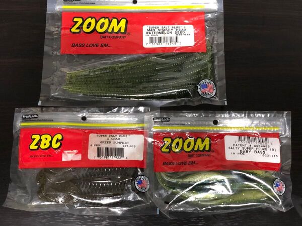 ZOOM ワーム 3パックセット ルアー バス釣り 釣具