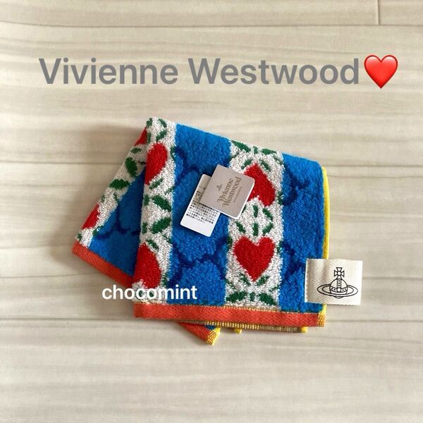 新品【Vivienne Westwood ヴィヴィアンウエストウッド】ストライプ ハートデザイン♪タオルハンカチ ミニタオル
