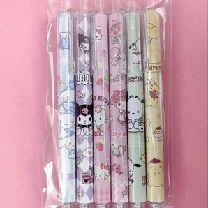 新品 未使用、サンリオ勢揃いボールペン6本セット、0.5mmブラック