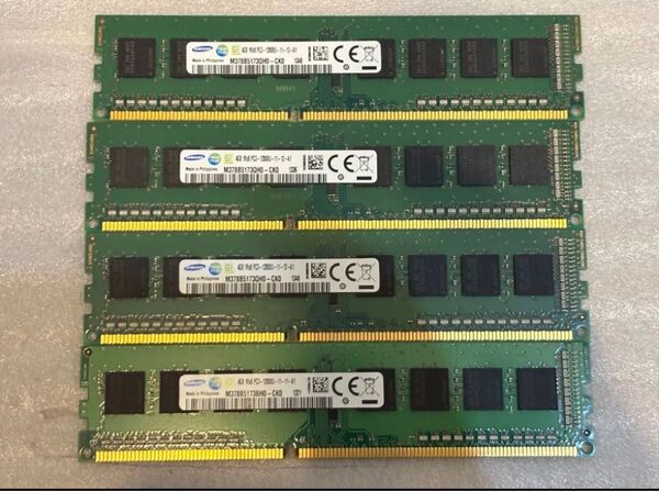 Samsung DDR3 PC3-12800 16GB (4G x4)動作確認済み デスクトップ用