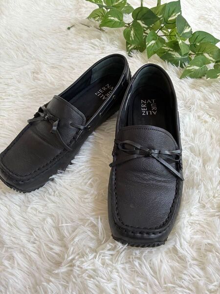 Naturalizer 黒リボン付モカシン 23.5㎝位 スリッポン ローファー