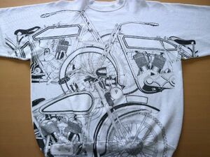 USA製 1992年 クラッシック モーターサイクル アート ビンテージ スウェット XL/ ミュージアム ハーレーダビッドソン Indian Tシャツ 陸王