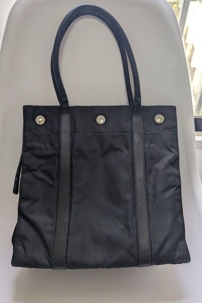 美品 PRADA プラダ トート バッグ ブラック シルバー ナイロン メンズ ビジネス