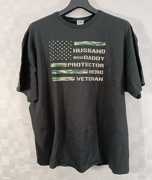 US古着 DELTA 半袖Tシャツ 黒 ブラック 大きいサイズ 3XL チューブボディ 迷彩 星 古着