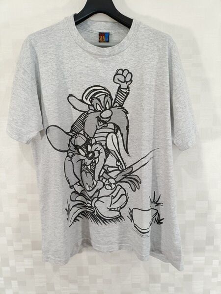古着 90s シングルステッチ メイドインUSA 半袖Tシャツ ヴィンテージ メジャーリーグコラボ ワーナー グレー