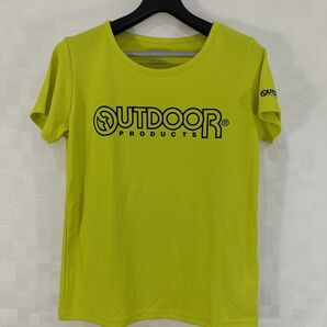 古着 OUTDOORアウトドア レディース 吸水速乾 Tシャツ 半袖Tシャツ ロゴTシャツ 黄色 スポーツウェア L
