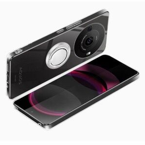 AQUOS R8 Pro ケース クリア リング付き シリコン 耐衝撃 TPU SH-51D カバー 透明 耐久 軽量 m-090