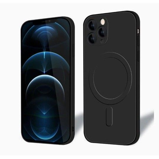 iPhone 12 Pro ケース MagSafe対応ケース シリコン 耐衝撃 TPU 薄型 カバー シリコン (ブラック)