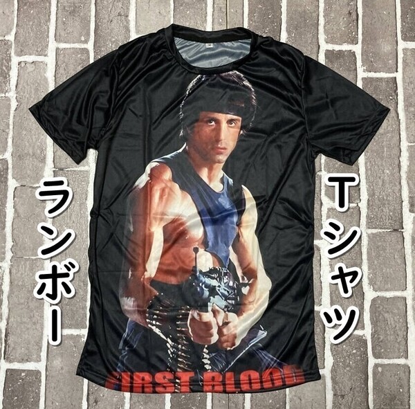 ▲棚:V_H7【Tシャツ ランボー (シルベスター・スタローン 主演) Mサイズ #1】sa_wjig S05-23
