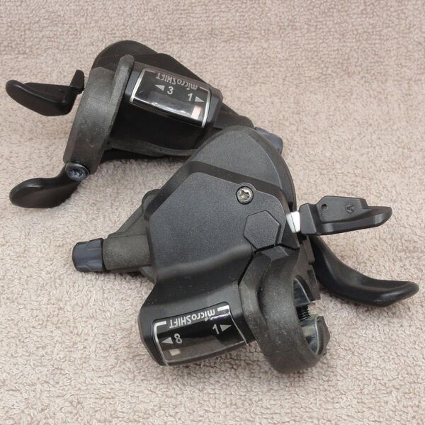 中古 3x8 左右シフターセット microshift 3速 8速 MTB クロスバイク 自転車 送料無料