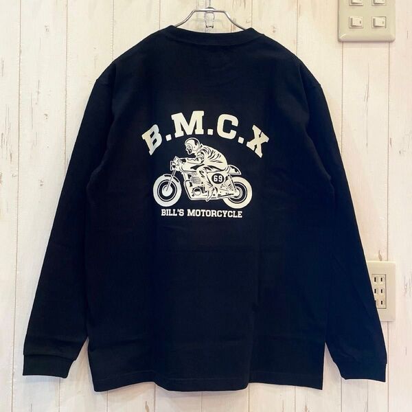 新品 BILLVAN バイカー アメカジ オールドライク 長袖 ロンT クルーネック 長袖Tシャツ ブラック Mサイズ