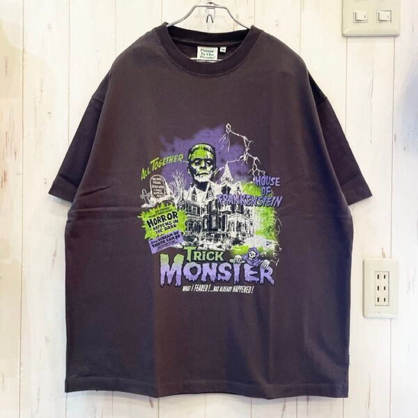 新品 タグ付き ヴィンテージ フランケンシュタイン グラフィックTシャツ 半袖 ホラー 映画 チャコール Mサイズ 古着アメカジ
