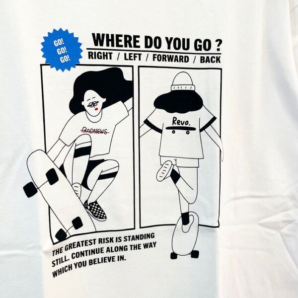新品 Revo.×Ogawa オガワ イラストプリントTシャツスケボー ホワイト Mサイズ 半袖Tシャツ ホワイト ユニセックス