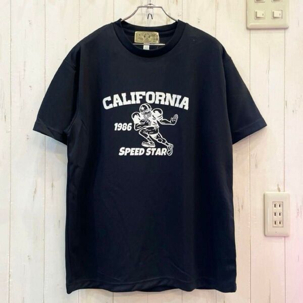 SALE 新品 タグ付きSPEED STAR吸水速乾アメカジDRY Tシャツ ブラック 黒 Lサイズ クルーネック 半袖