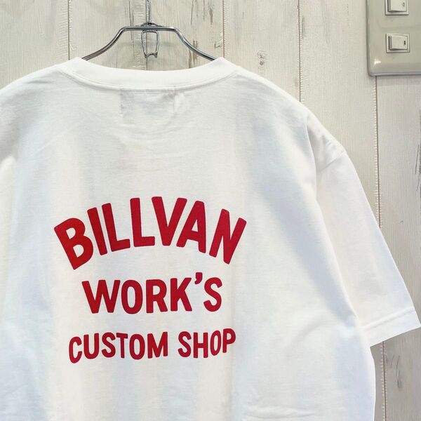 新品タグ付き BILLVAN GARAGE アメリカンスタンダード ヘビーTシャツ アメカジ ホワイト Lサイズ 赤ロゴ