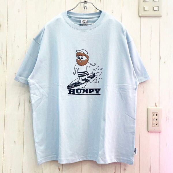 新品タグ付きおじさん グラフィック デザインTシャツ サーフィン ライトブルー ユニセックス カジュアル