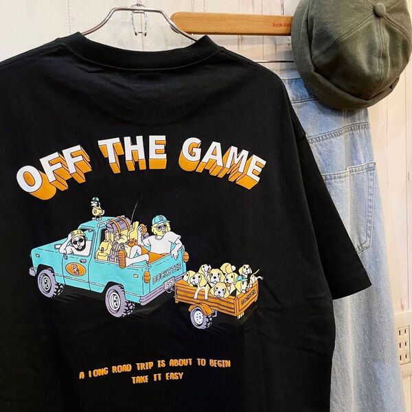 新品タグ付き 半袖 Tシャツ アウトドア キャンプ プリント ブラック Lサイズ カジュアル ユニセックス ペアでも◎