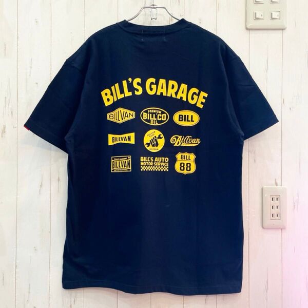 新品 GARAGE ロゴ グラフィックTシャツ ネイビー Mサイズ アメカジ 半袖 ユニセックス バイカー Tシャツ