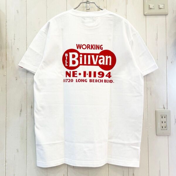 新品タグ付き BILLVAN ビルバン NE・1194 ヘビーウェイト アメカジプリント 半袖Tシャツ ホワイト Mサイズ