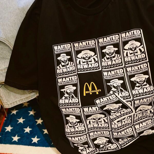新品McDonald's WANTED HAMBURGLAR マクドナルド ハンバーグラー Tシャツ ブラック XLサイズ