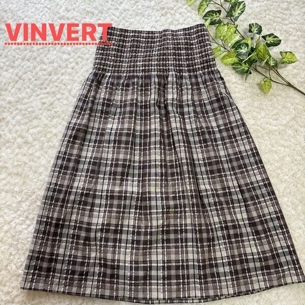 VINVERT チェック柄スカート ブラウン