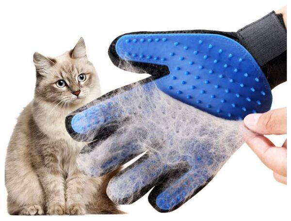 2点セット ペットブラシ ブルー グローブ 猫 犬 手袋 ブラッシング ブラシ 抜け毛取り クリーナー マッサージブラシ