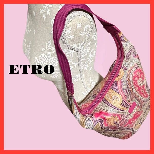ETRO ショルダーバッグ ペイズリー柄 ピンク シグネチャー