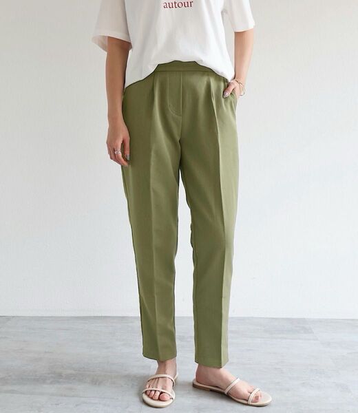 andme アンドミー 美脚 テーパードパンツ Sサイズ カーキ 春夏秋冬 定価3590円