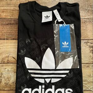 adidas モノグラムスクエアプリントTシャツ Sブラック