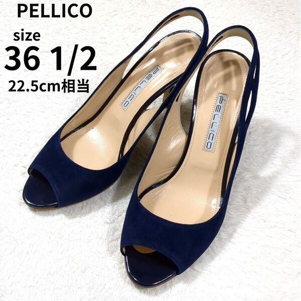 PELLICO ペリーコ パンプス ストラップ オープントゥ ハイヒール ピンヒール レディース ネイビー スエード スウェード