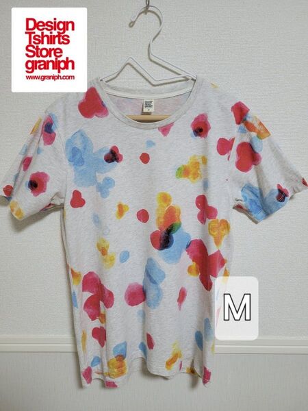 グラニフ Tシャツ 水彩画 総柄 M 男女兼用
