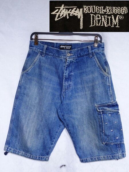 STUSSY ROUGH & RUGGED 00s デニム ハーフパンツ ショットパンツ