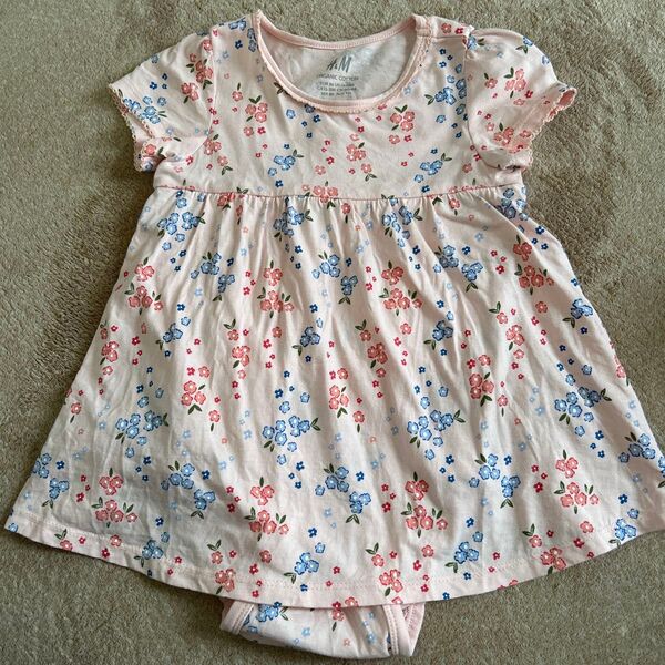 H&M ベビー服 ワンピース ピンク 小花柄 12-18M