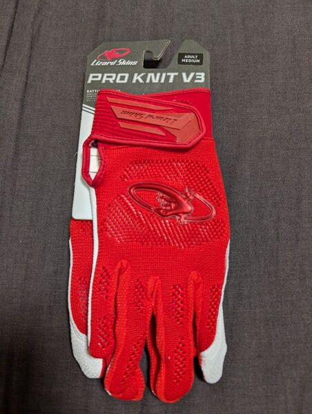 Lizard Skins PRO KNIT V3 バッティンググローブ レッド Adult Medium 未使用